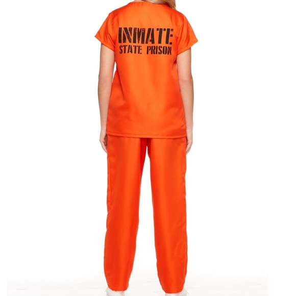 NWT Adult Orange Prison Costume - Picture 2 of 4